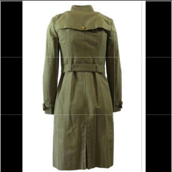 Tory Burch Vanna trench coat olive green sz 4 belt - Picture 3 of 8